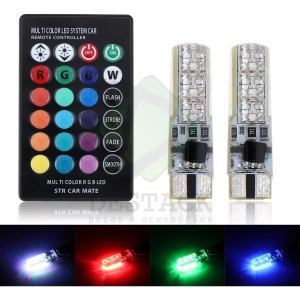 LED T10 CAN BUS/PAR RGB 16 CORES - 12V C/CONTROLE REMOTO